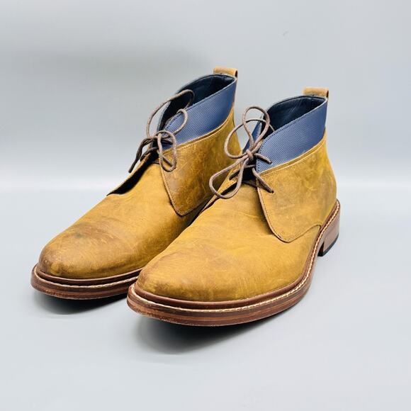 Cole Haan Boots Mens 9 Brown Leather Colton Chukka Ankle Lace Up Winter Shoes - Picture 4 of 12